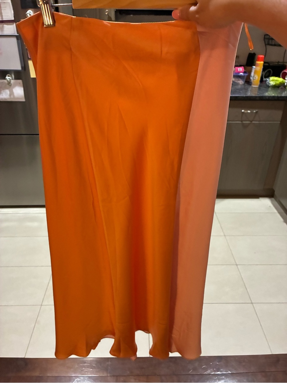Princess Polly Bright Orange Satin Midi Skirt